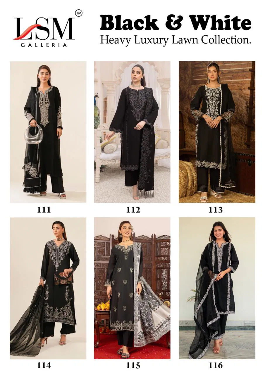 Black & White Vol 1 By Lsm Lawn Cotton Wholesale Pakistani Dress Material In India